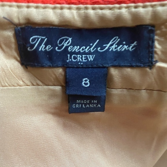J. Crew Wool The Pencil Skirt Orange Color - Picture 8 of 8